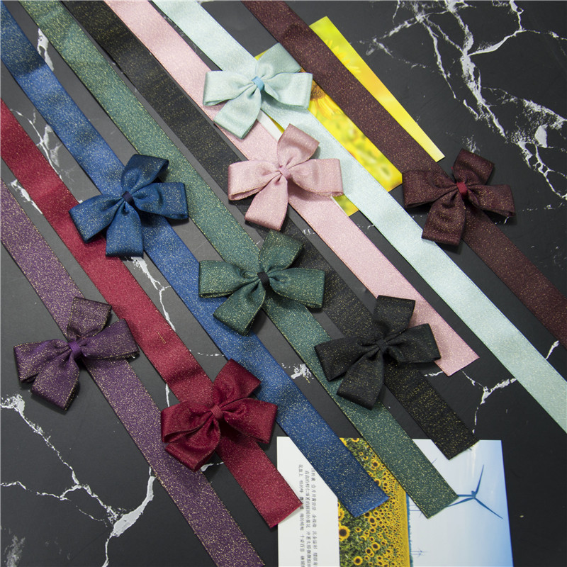 礼品包装绸丝带缎带2.5cm宽5米长韩国金纬带闪光缎带手工发饰材料