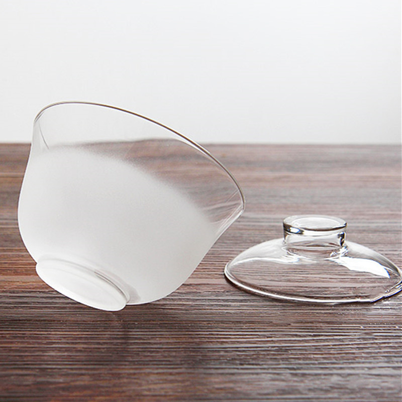 云雾盖碗公杯透明玻璃盖碗泡茶碗加厚耐热盖杯分茶器茶艺功夫茶具