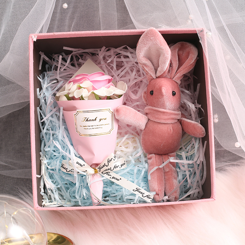 韩国绒布兔子礼物包装盒配件卡通丝绒长脚兔公仔毛绒玩具包包挂件