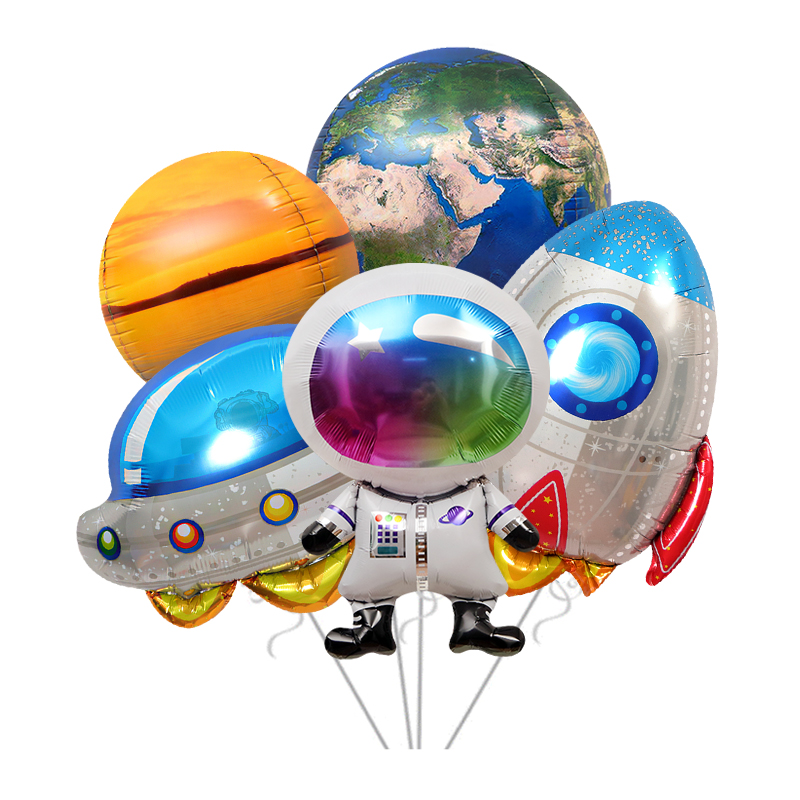 橱窗装饰太空系列玩具汽球星球地球宇航员火箭卡通铝膜气球打击棒