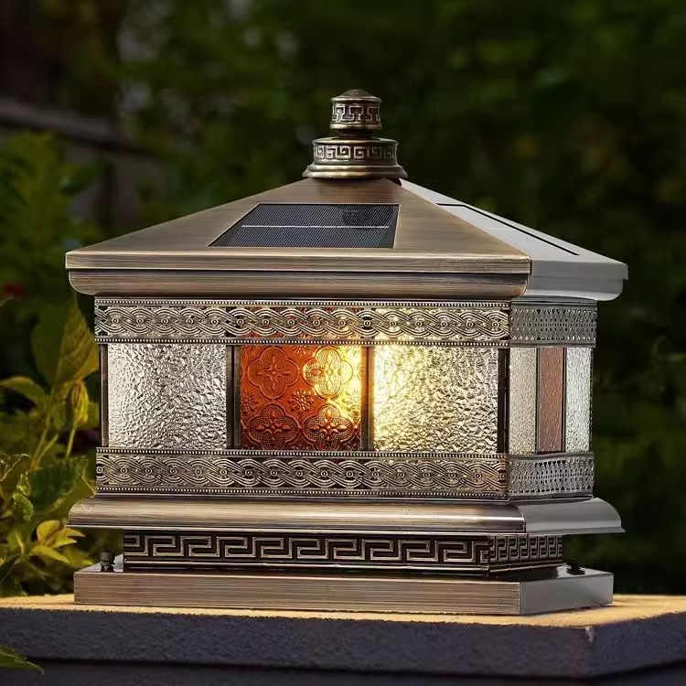 全铜柱头灯太阳能2024新款户外围墙庭院灯别墅花园门口柱子灯