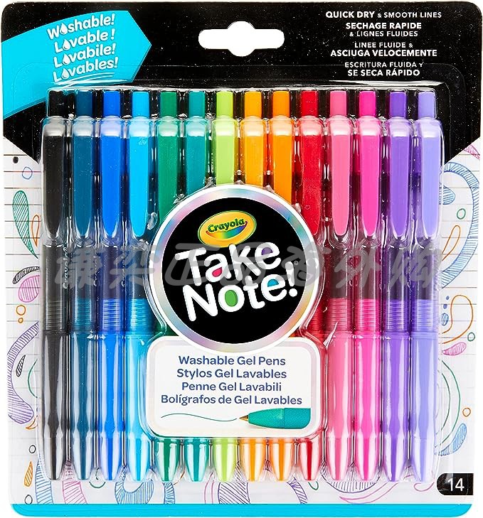 美国海外购Crayola 绘儿乐中性笔儿童成人着色可水洗中号笔尖14支