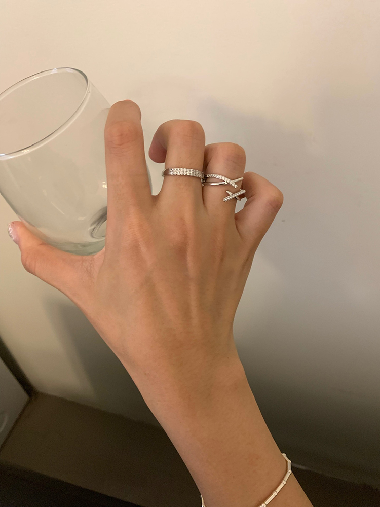 【蜜桃茶】hello派对 交叉戒指女ins时尚个性小众设计食指戒指环