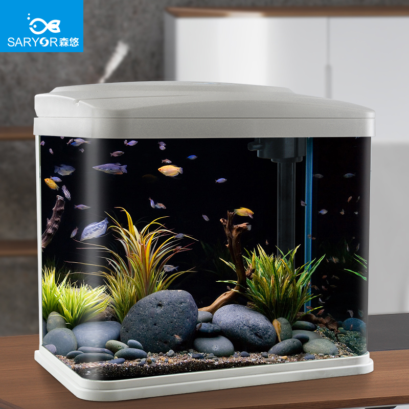 免换水鱼缸水族箱小型鱼缸高清玻璃生态内置过滤器水族箱金鱼缸