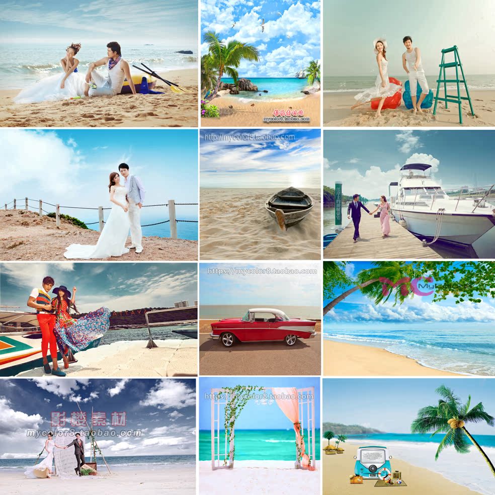 摄影海景背景布影楼拍照背景纸大海沙滩背景海边风景背景婚纱写真