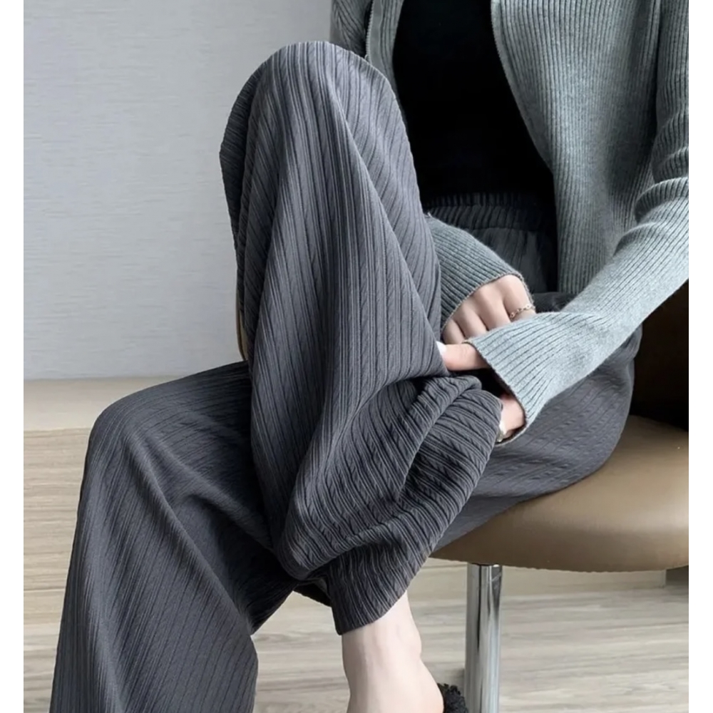 YZ-窄版阔腿新泡芙裤2024年春季新款高腰直筒垂感休闲垂感小个子