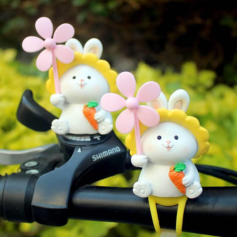 创意可爱兔子风车竹蜻蜓兔年电瓶自行车载电动摩托装饰送闺蜜礼品