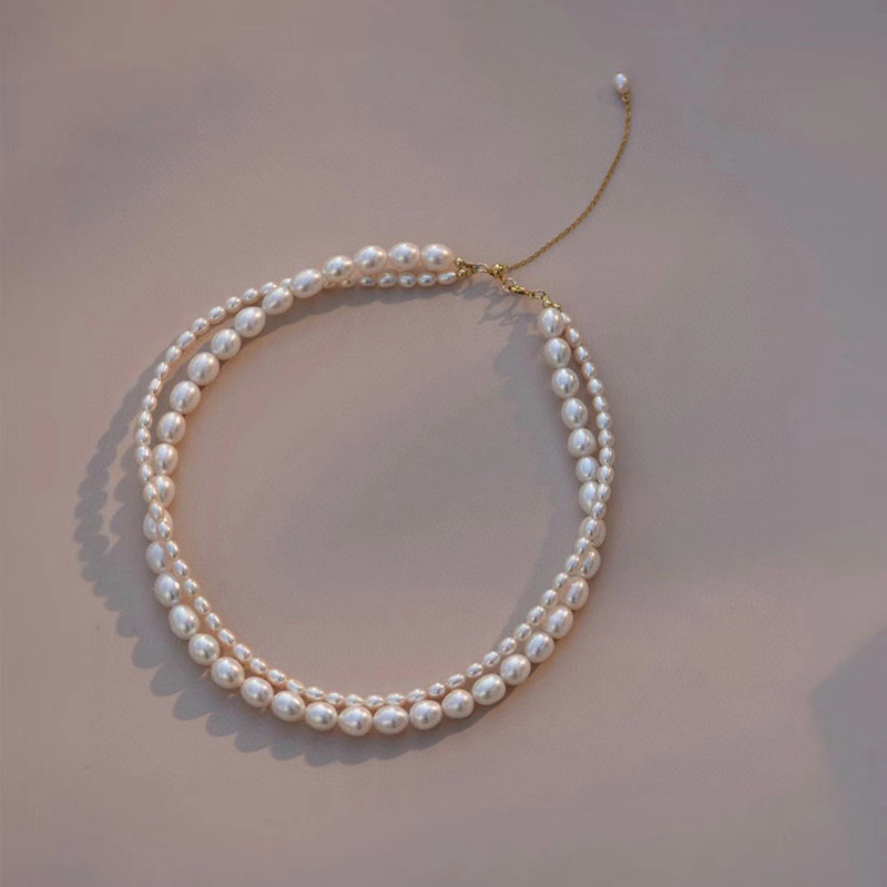 黛蓝珠宝 法式复古高级感珍珠颈链 天然淡水珍珠项链女双层叠戴