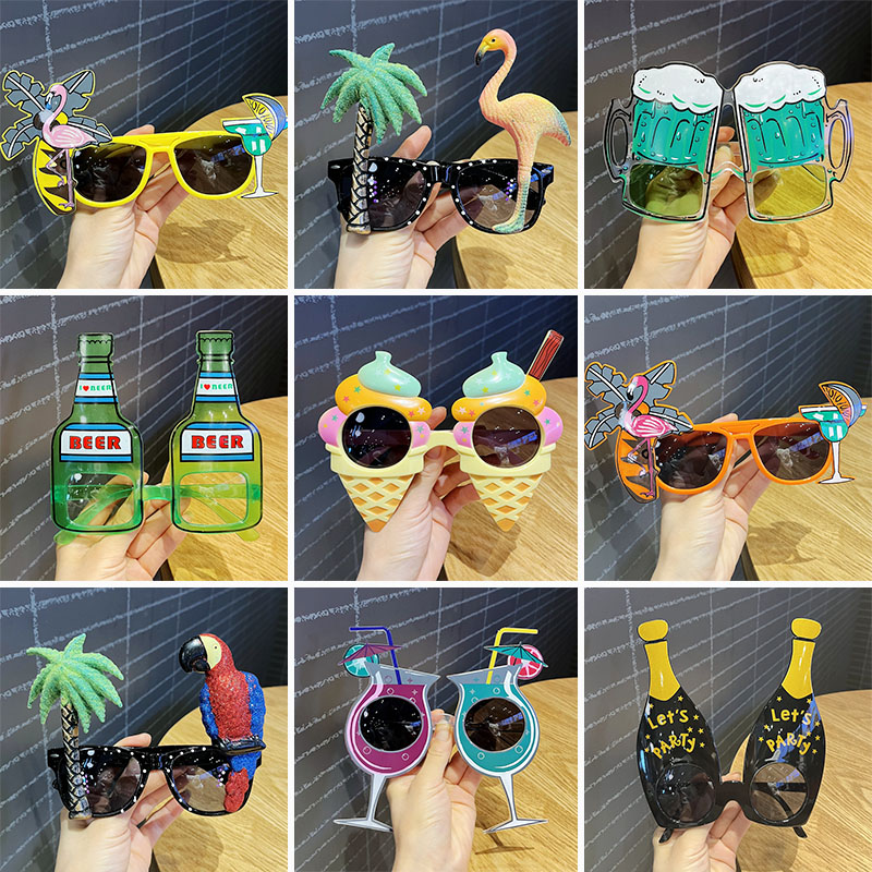 沙雕搞怪墨镜情侣闺蜜野餐露营拍照眼镜夏季沙滩派对造型太阳镜女