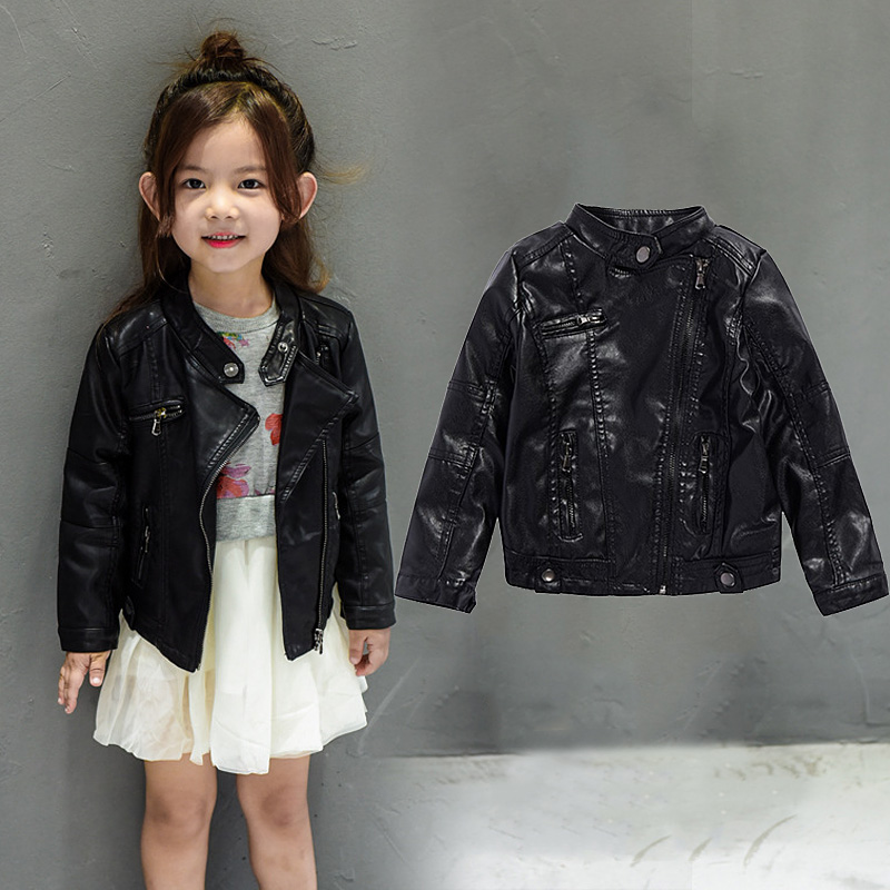 儿童童装2020春装里布加厚时尚韩版机车男童女童保暖潮皮夹克外套