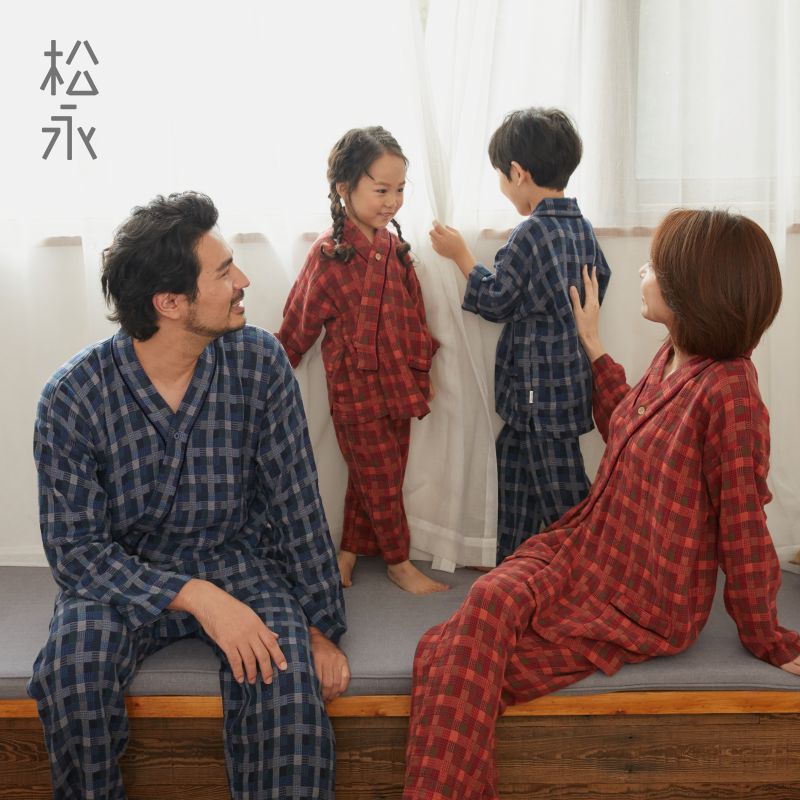 季儿童汉服浴衣套松永亲子家居服款家庭秋冬睡衣男士女式日式和服