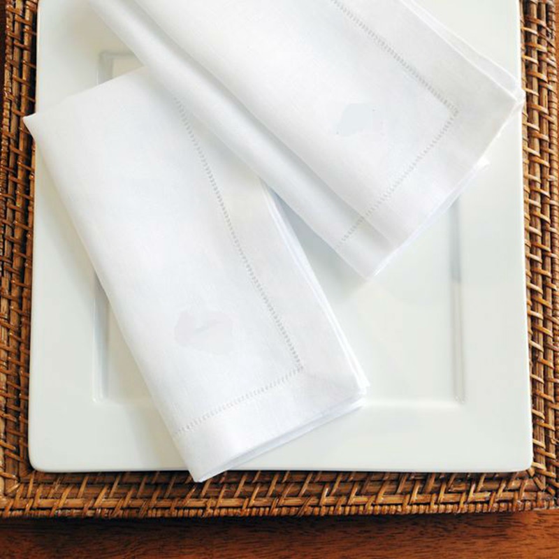 白色纯棉餐巾 抽丝镂空 布艺餐巾 婚礼西餐厅家用餐巾可绣LOGO