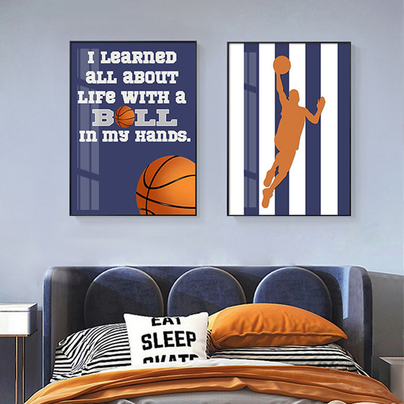儿童房装饰画男孩励志篮球房间壁画男生青少年卧室床头背景墙挂画