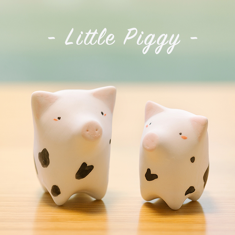 南国瓦瓷手工创意陶瓷小猪家居摆件可爱小动物桌面装饰本命年礼物