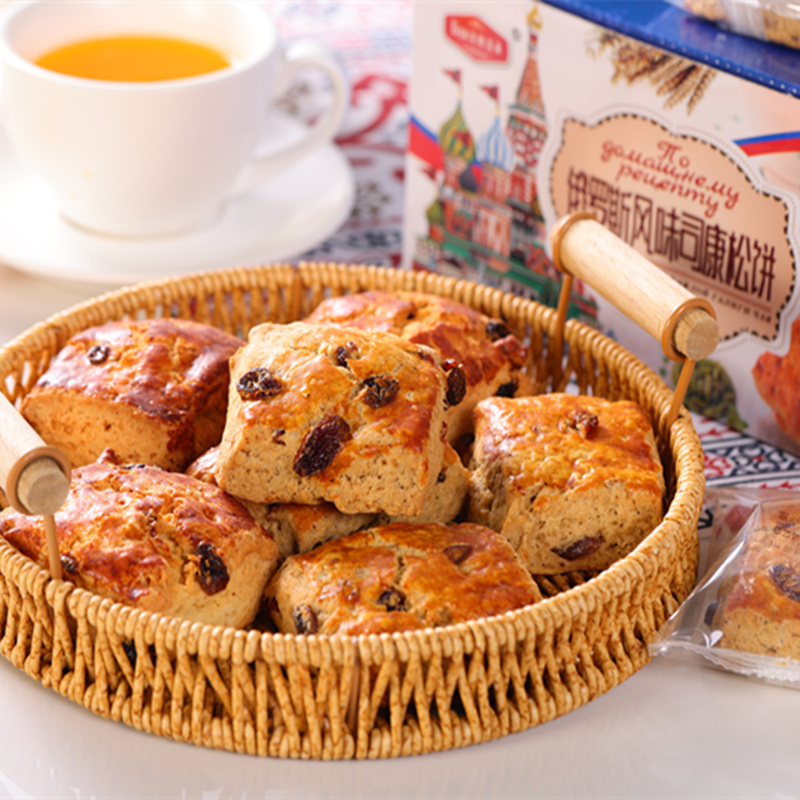 俄罗斯风味松饼糕点小面包全麦蔓越莓饼干好吃的零食西式蛋糕早餐