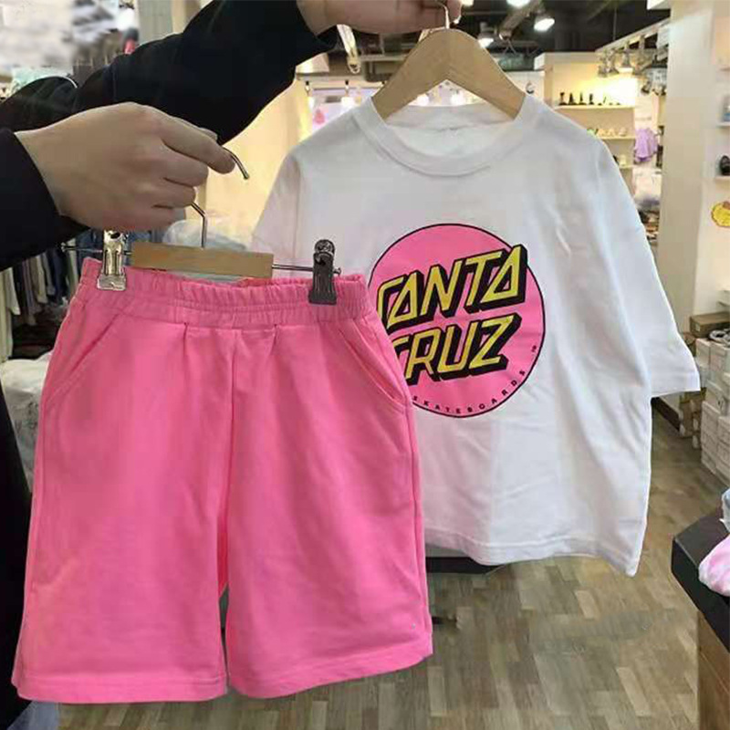 韩国儿童套装夏季男女童字母洋气t恤短裤休闲两件套精品推荐全棉