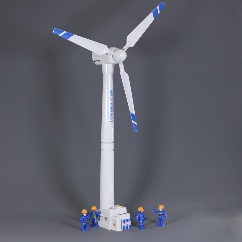风力发电风车玩具儿童发条回力旋转发电机模型男孩宝宝益智风力机