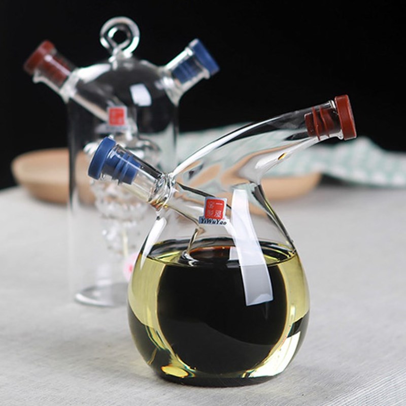 一屋窑油壶家用日式厨房油瓶玻璃防漏食用油瓶调味酱油醋瓶二合一