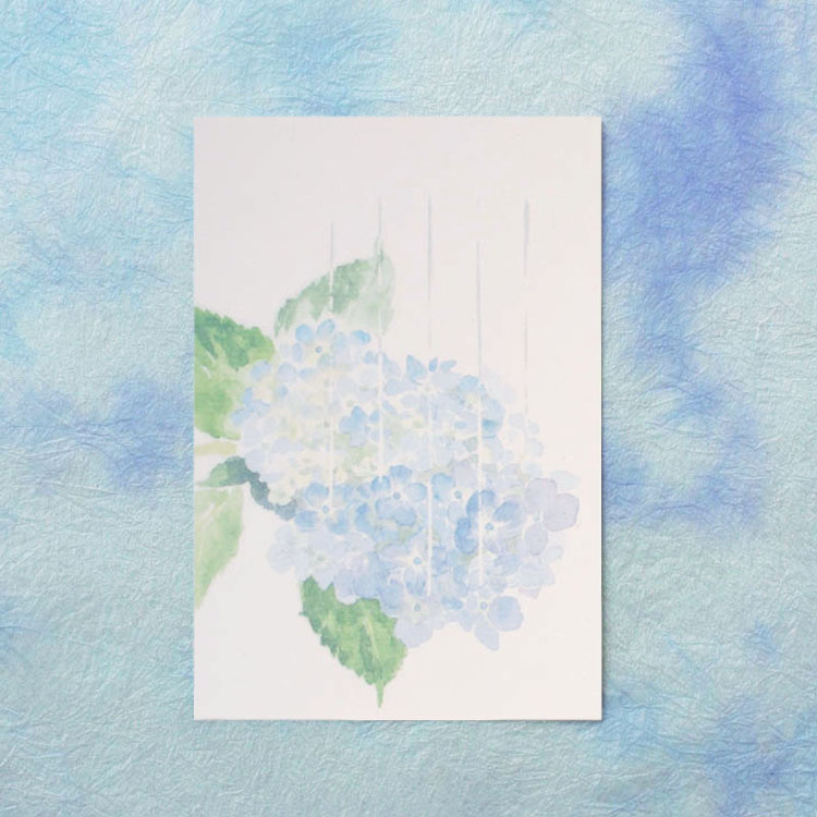 日本进口 和风 和紙 绘叶书 季節の明信片 【 紫阳花】（单枚）