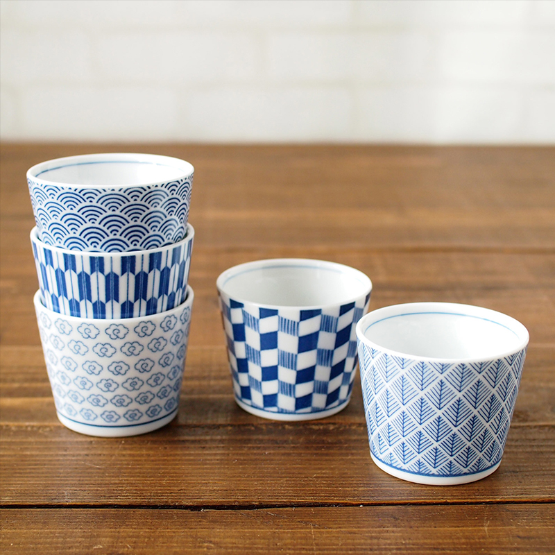 蓝common日本原装进口餐具美浓烧陶瓷水杯日式家用茶杯荞麦猪口杯