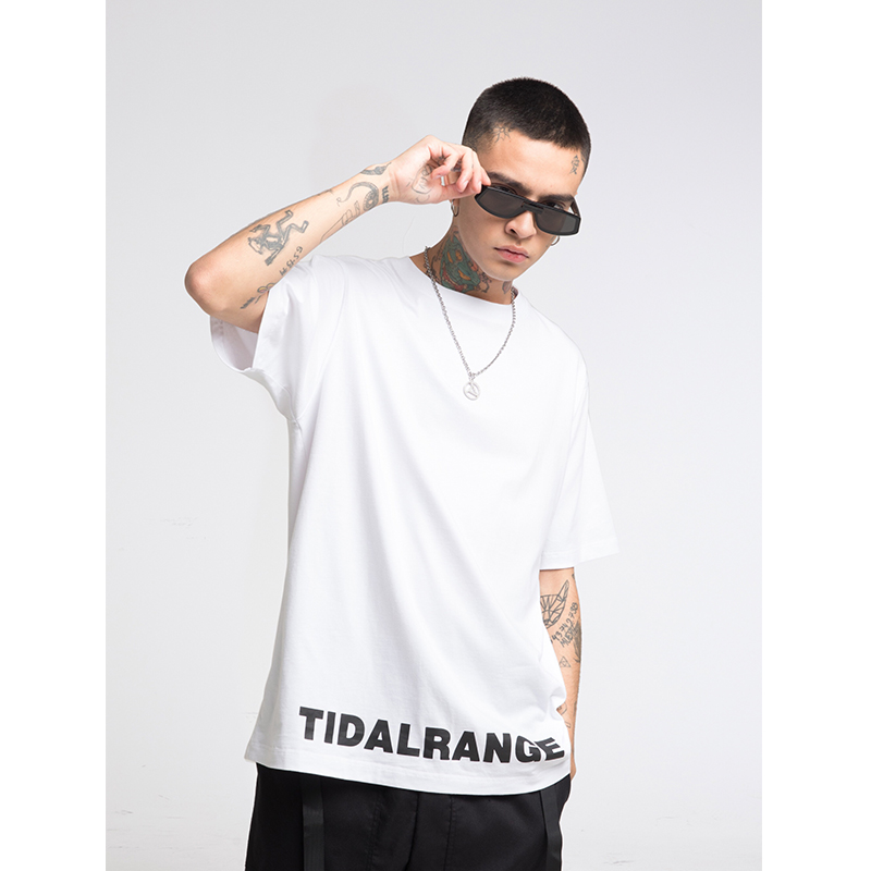 Tidal range潮牌国潮嘻哈街头夏季个性字母图案印花短袖T恤男ins