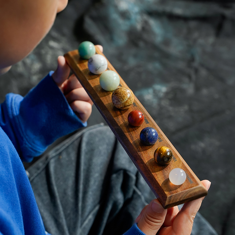 天然水晶球八大行星摆件太阳系矿物模型桌面创意装饰儿童玩具礼物