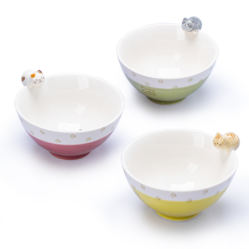 日式陶瓷碗可爱猫咪汤碗个人专用女生家用新款2022儿童创意吃饭碗