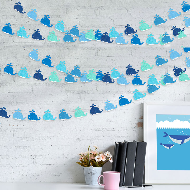 商场夏天海洋风主题生日派对布置装饰海豚拉旗儿童房墙壁创意挂饰