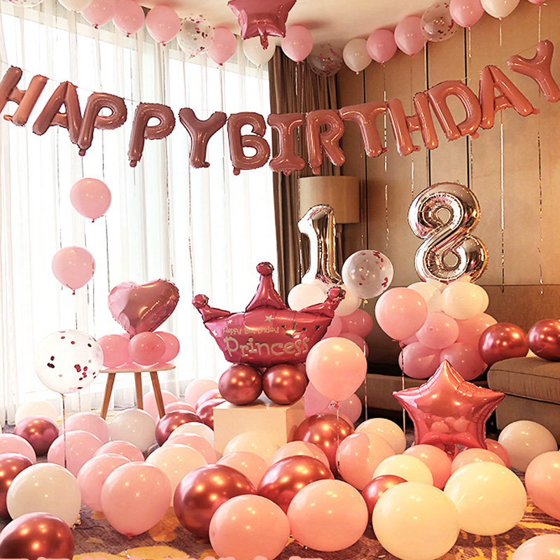 生日快乐气球装饰18岁16岁女孩订婚派对场景布置趴体主题背景墙