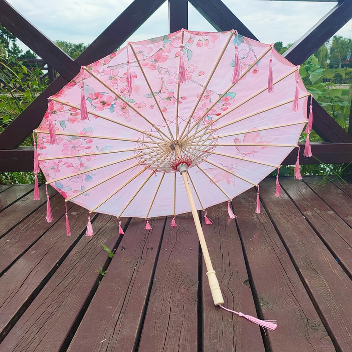 汉服旗袍拍照道具实用防晒雨纯白葫芦油纸伞儿童表演古风走秀装饰