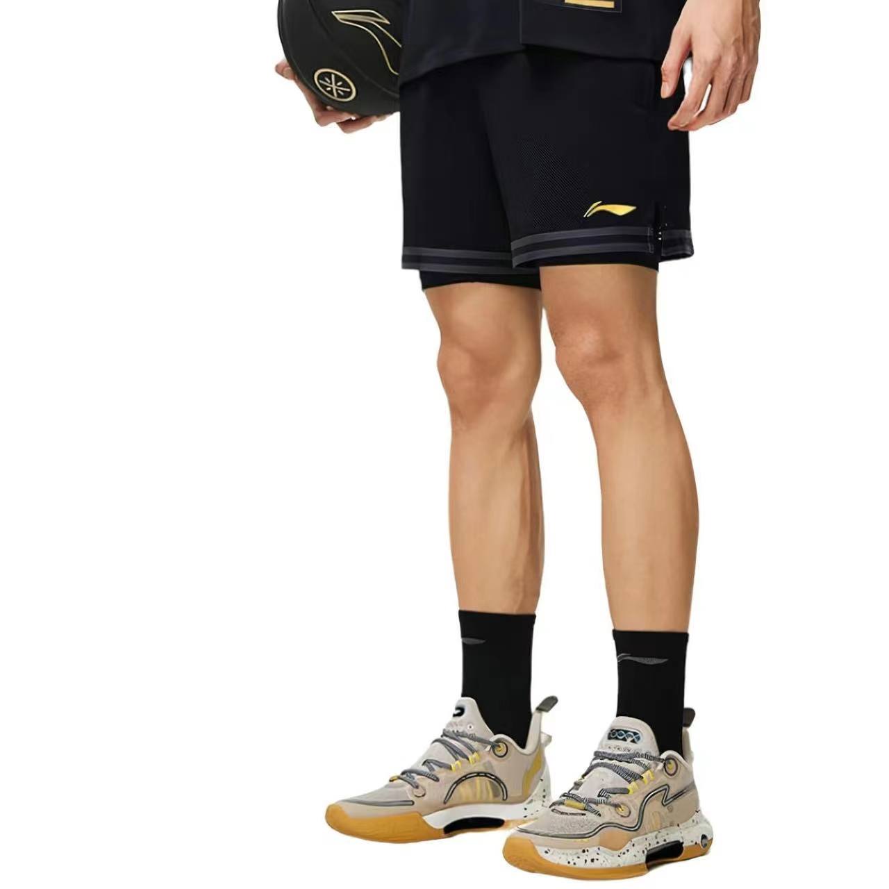 吉米巴特勒李宁篮球比赛裤男士专业篮球系列篮球裤反光针织运动裤