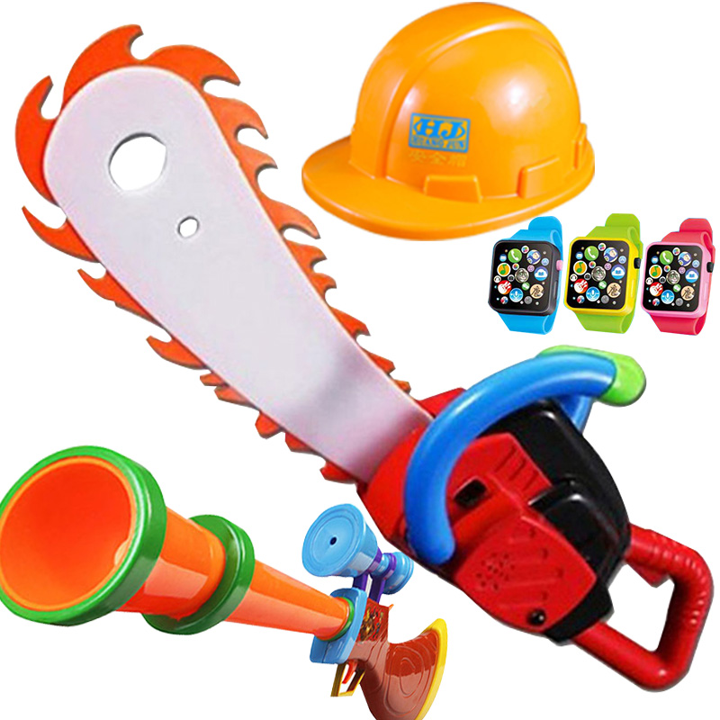 光头强电锯玩具砍树工具锯子伐木装备电动投影枪套装3岁儿童玩具