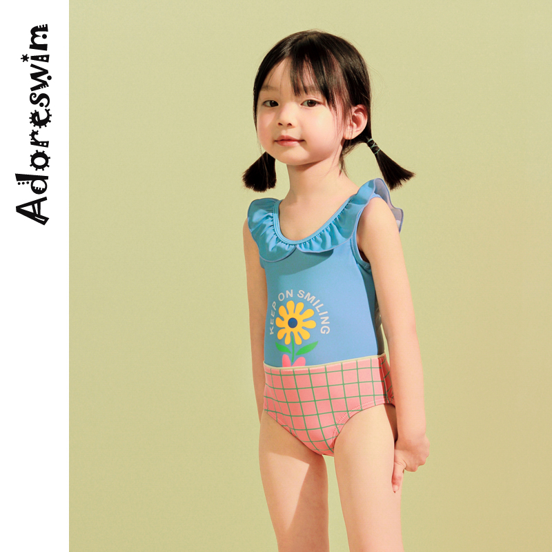 Adoreswim2024年新款儿童连体泳衣潮娃洋气女童温泉宝宝泳装小童