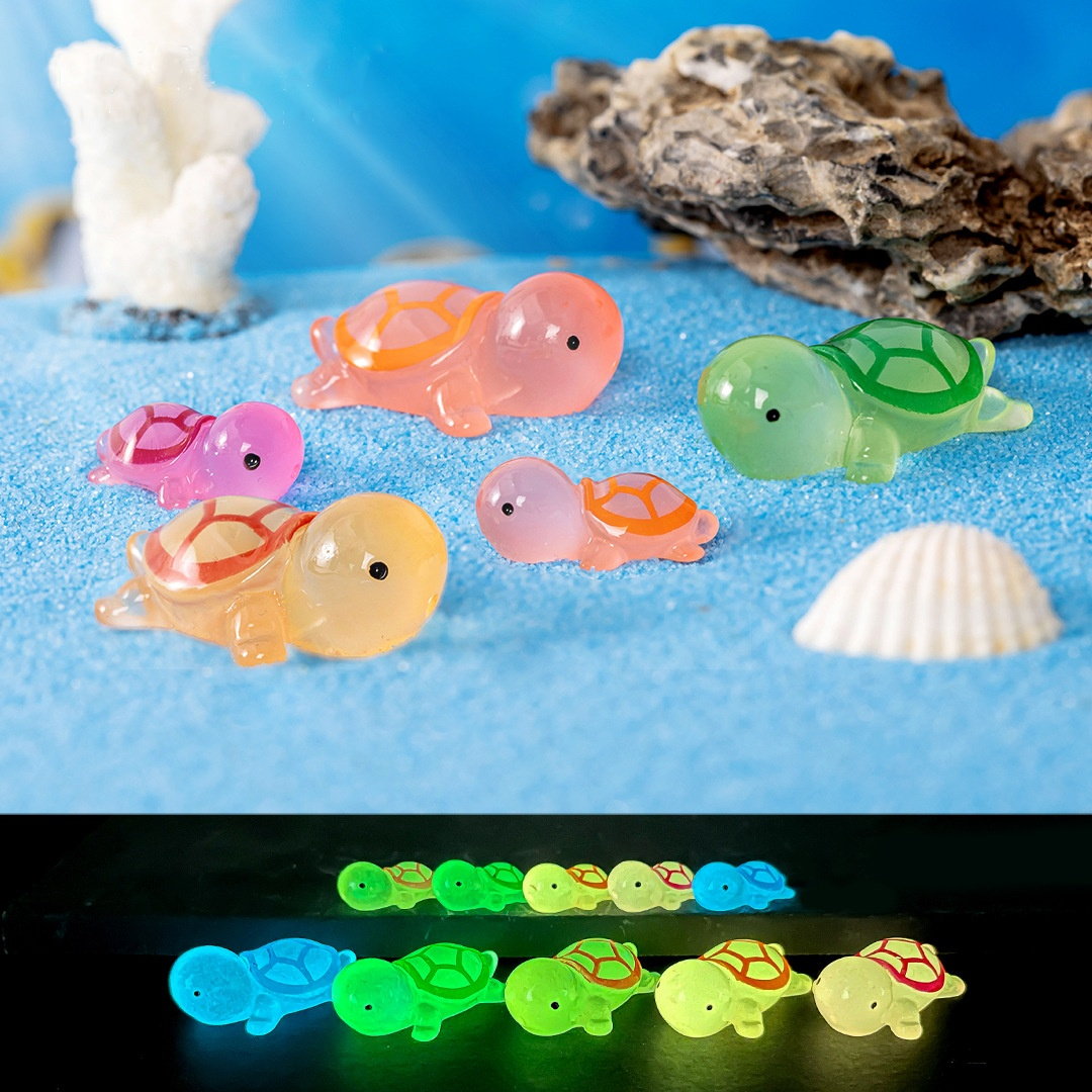 夜光小乌龟摆件迷你家居饰品彩色树脂玩具发光动物模型装饰小物件