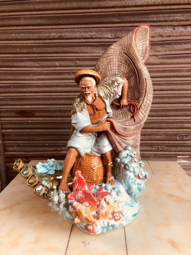 石湾公仔陶瓷工艺品家居装饰品礼品客厅酒柜摆件渔翁捕鱼得利促销