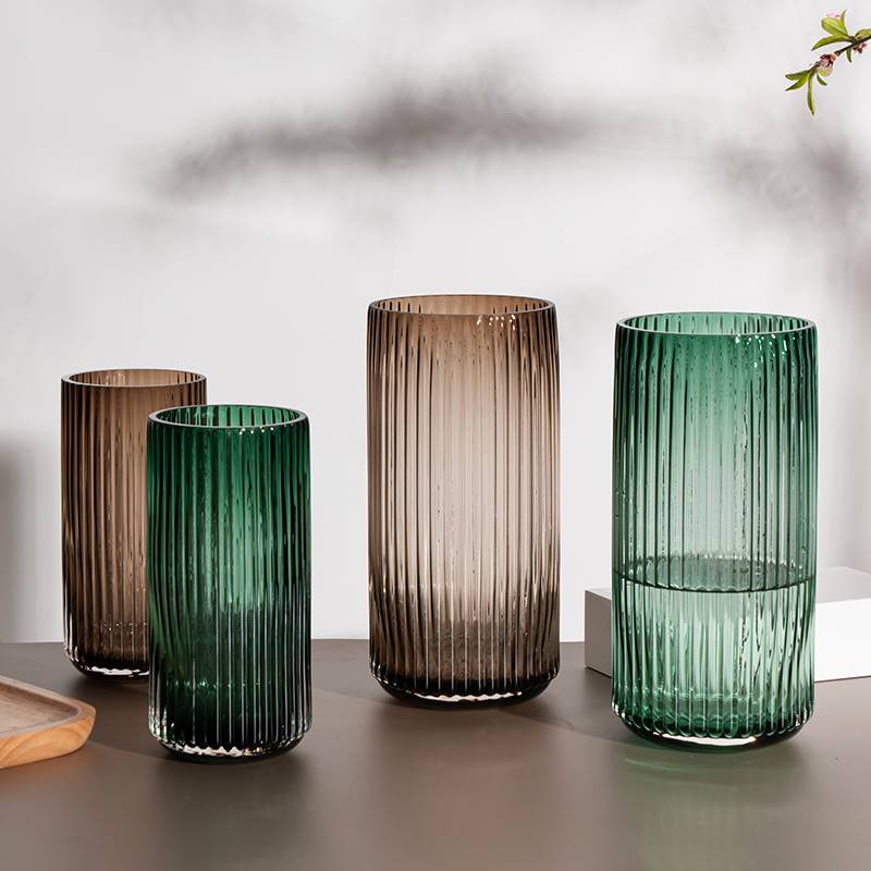 新疆包邮百货哥北欧简约创意玻璃花瓶透明罗马柱式花器客厅餐桌插