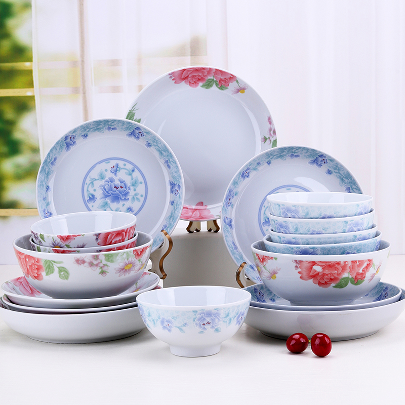 中式怀旧经典老式碗自由组合碗碟套装家用无铅釉下彩系列防烫隔热