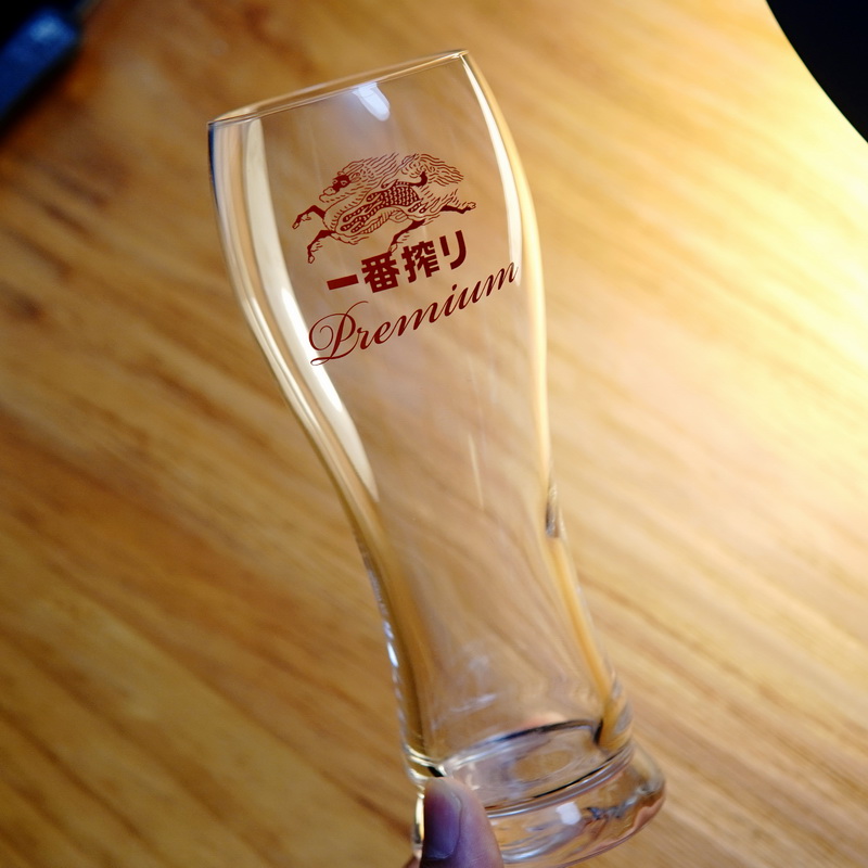 日本进口KIRIN麒麟一番搾榨生啤酒杯红标扎啤杯玻璃杯水杯厚底