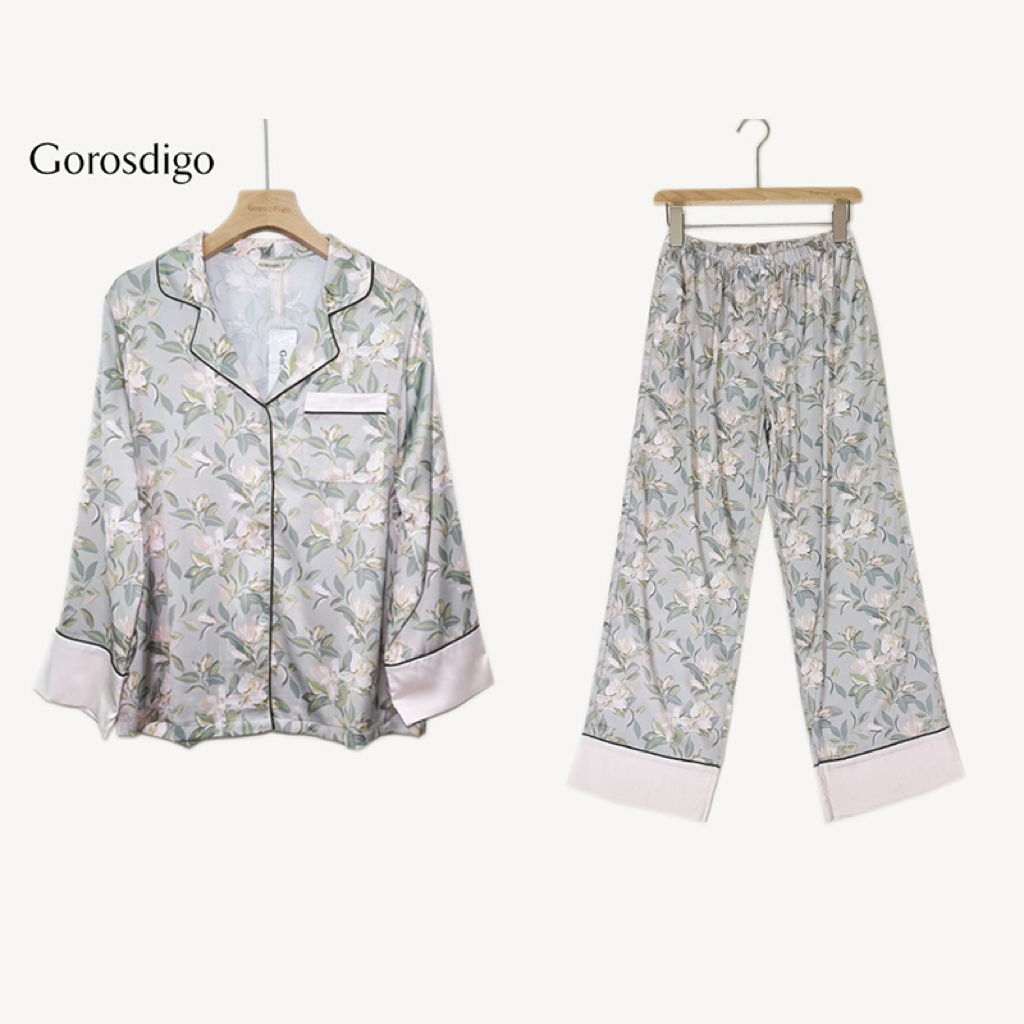 Gorosdigo新中式国风轻奢长袖长裤家居服套装睡衣女款