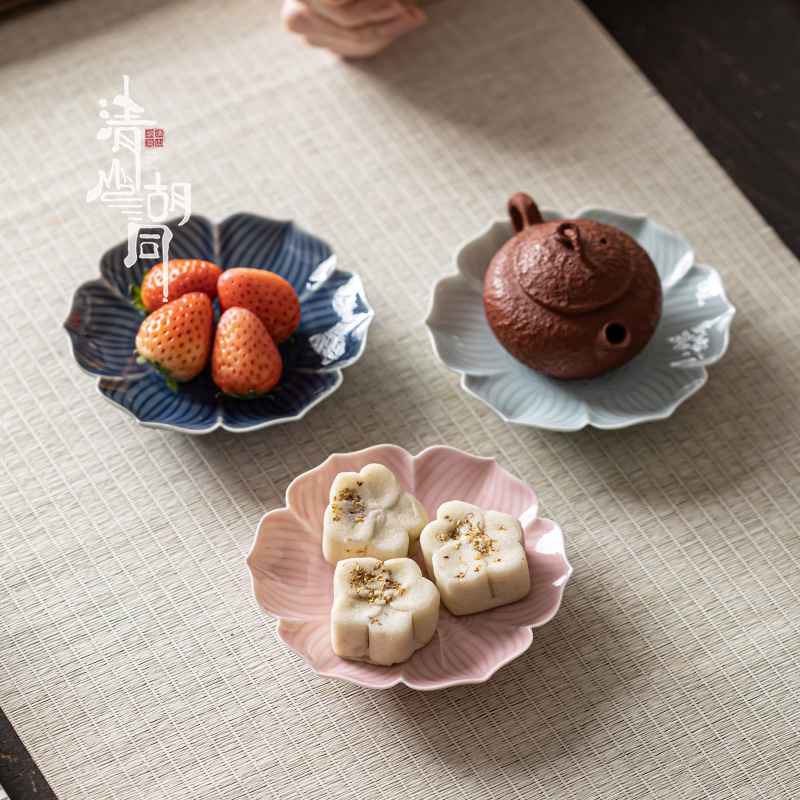 复古禅意陶瓷茶点盘中式创意莲花点心盘精致家用水果干果小碟子