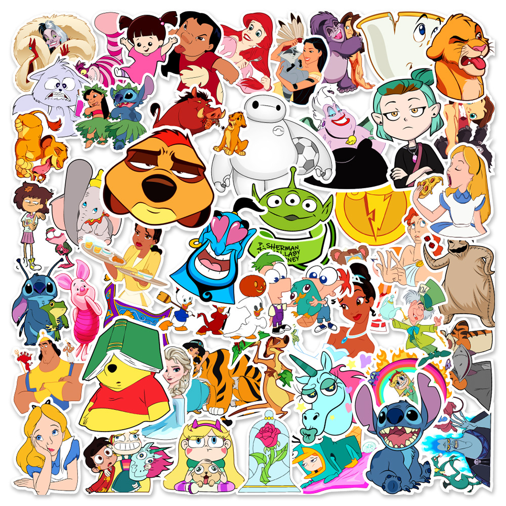 2024New 50pcs Disney Mix Cartoon Anime Stickers Graffiti