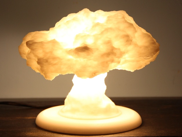 3D打印模型源文件stl格式三维立体居家素材-核弹爆炸灯（带灯座）