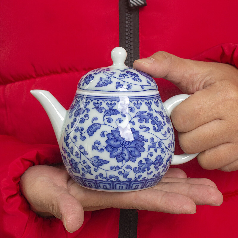 淘瓷八 陶瓷青花缠枝莲茶壶釉下彩家用简约茶道泡茶壶功夫茶具