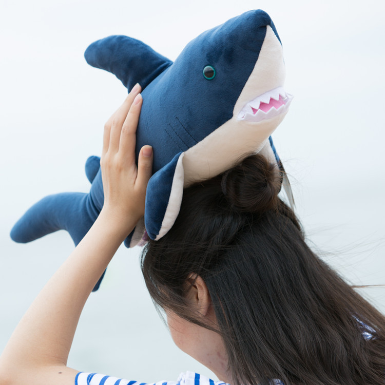 默奇正品海洋馆老虎滩极地馆鲨鱼玩偶抱枕纪念品布娃娃生日礼物