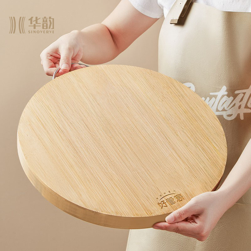 华韵竹砧板家用加厚剁骨板圆形竹木切菜板案板菜板墩双面刀板案板