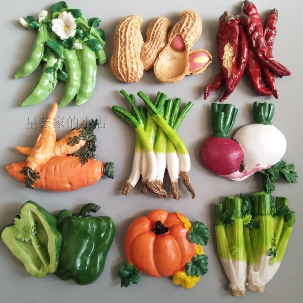 清新蔬菜水果树脂冰箱贴仿真食物食玩磁力留言贴冰箱装饰磁铁