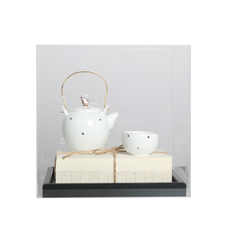 新中式创意样板房间酒店会所展示中心客厅茶几桌面摆件设茶壶托盘