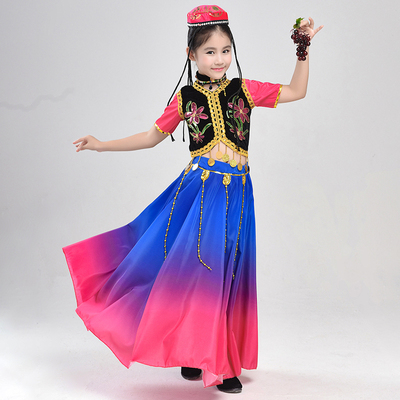 儿童新疆舞蹈演出服女童小小古丽维吾族表演服哈萨克少数舞蹈服装