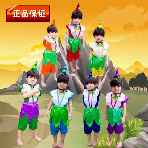 六一儿童葫芦娃演出服装成人衣服环保表演服饰幼儿园舞台表演服