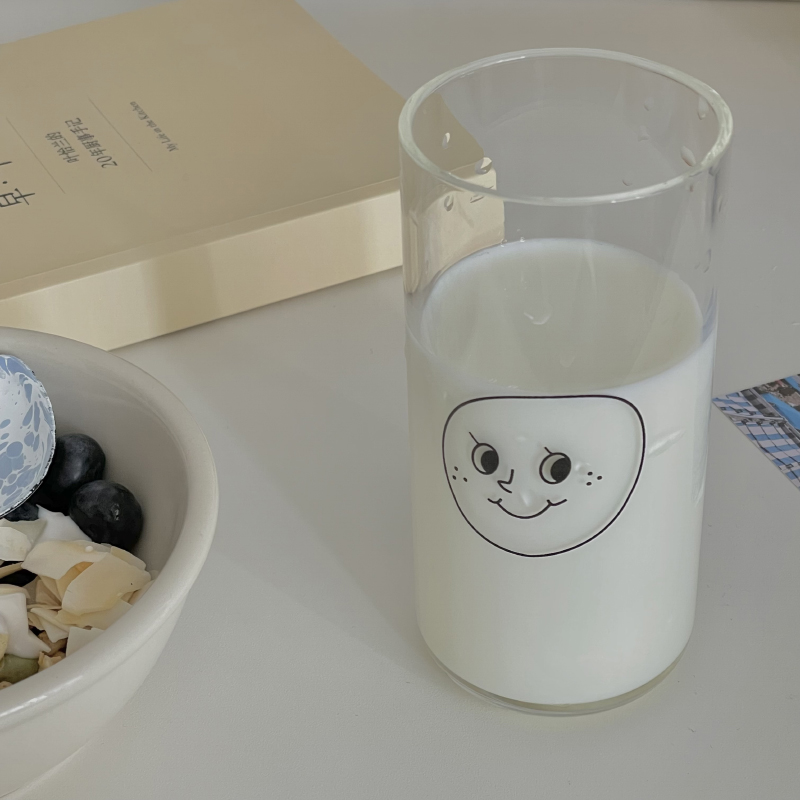 Fine living 韩国INS博主同款直筒玻璃杯咖啡牛奶杯果汁杯350ml
